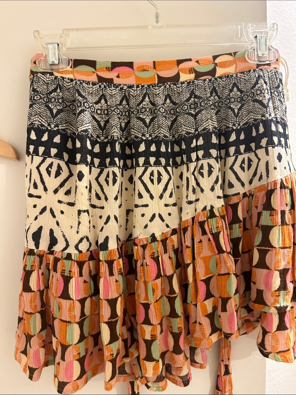 Bohemian Tiered Printed Midi Skirt in Multi-Color